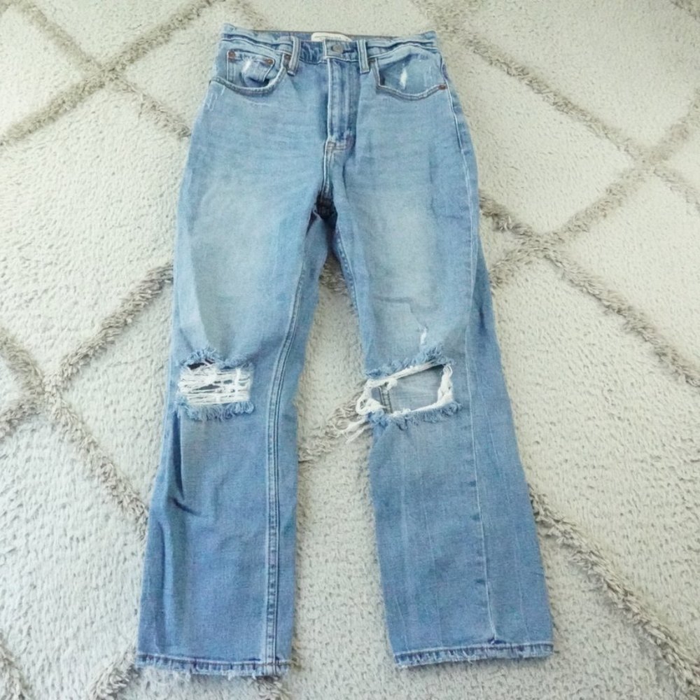 Abercrombie & Fitch Ankle Straight Leg Jeans Womens 25 Ultra High Rise